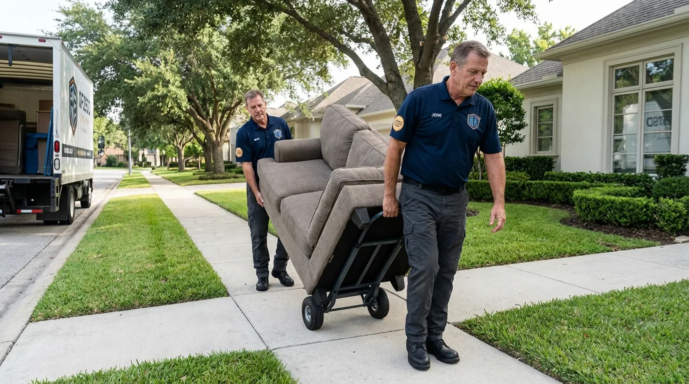 Local residential moving crew loading furniture in Arverne, NY